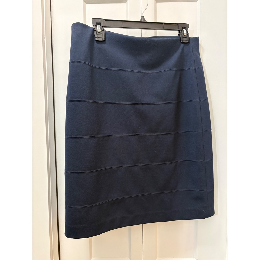 Alfani Womens Navy Blue Tiered Banded Pencil Skirt Size Medium Stretch Pull On